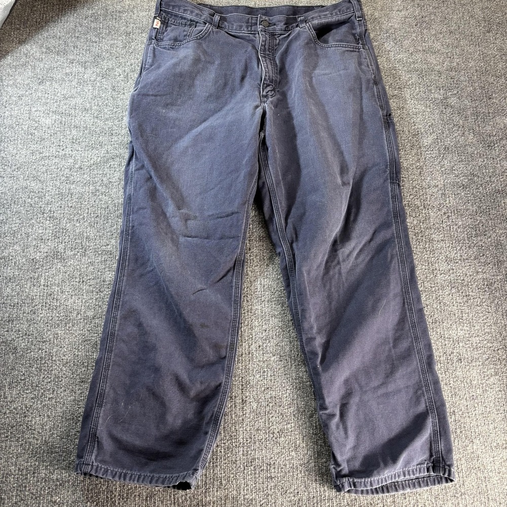 Carhartt FRB159 Pants‎ Mens 38x30 Blue Flame Resistant Canvas Workwear Carpenter